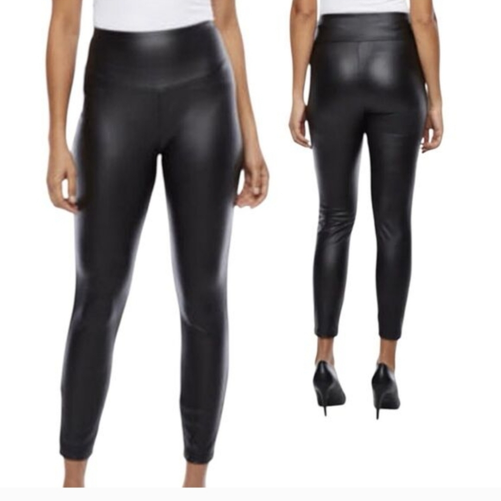 NWT BOLD elements Cut To Curve Black Cheetah Faux Leather Leggings, XL